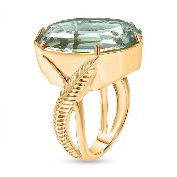 GP - AA Prasiolith, Kanchanaburi Blauer Saphir Ring 925 Silber 750 Gelbgold Vermeil (Gr&ouml;&szlig;e 17.00) ca. 16,50 ct image number 5