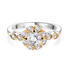 D’joy Moissanit Ring 925 Silber platiniert und vergoldet (Größe 18.00) ca. 0,74 ct