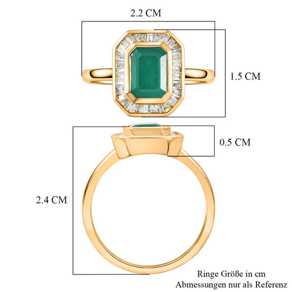 LUXURIANT - AA Socoto Smaragd, Lab Grown Diamant Ring 925 Silber 750 Gelbgold Vermeil (Gr&ouml;&szlig;e 20.00) ca. 1,88 ct image number 6