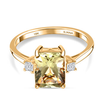 ILIANA AAA Turkizit und Diamant-Ring, SI G-H, 750 Gelbgold (Gr&ouml;&szlig;e 20.00) ca. 2,60 ct