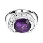 Afrikanischer Amethyst, Weißer Zirkon Ringe 925 Silber platiniert (Größe 16.00) ca. 4.91 ct
