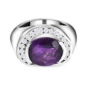 Afrikanischer Amethyst und Zirkon-Ring - 4,91 ct.