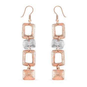 Geometrische Kristall-Ohringe in Ros&eacute;gold- und Silberton