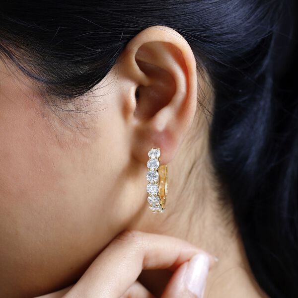 Moissanit Ohrringe, 925 Silber Gelbgold Vermeil  - 7,02 ct. image number 7