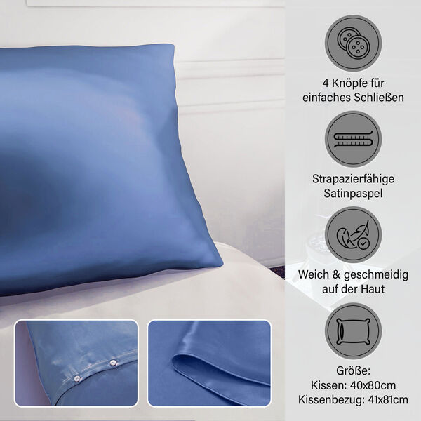 Serenity Night Daunenkissen und Seidenkissenbezug, 40x80 cm, Blau image number 2