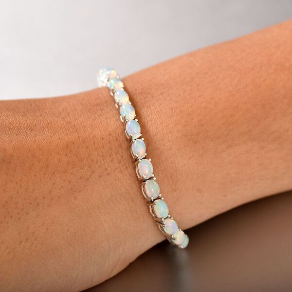 Natürliches, äthiopisches Welo Opal und schwarzes Spinell Armband image number 3