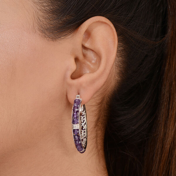 Afrikanische Amethyst-Creolen, Messing ca. 18,51 ct image number 3