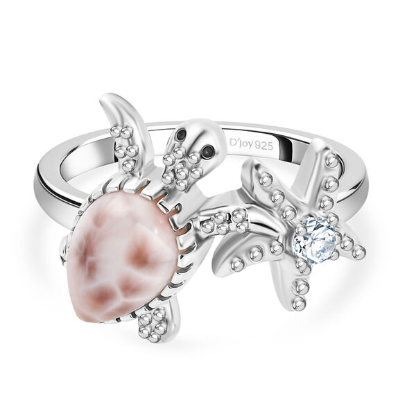 Djoy AA Natrolith, Wei&szlig;er Zirkon Ring 925 Silber rhodiniert (Gr&ouml;&szlig;e 16.00) ca. 2,44 ct