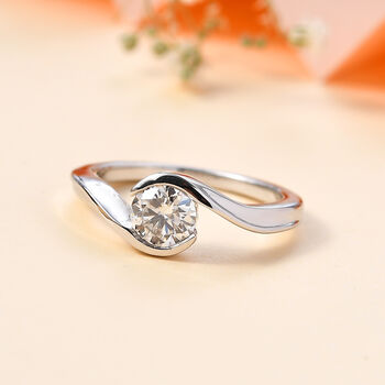 Moissanit Ring, 925 Silber rhodiniert - 0,76 ct.