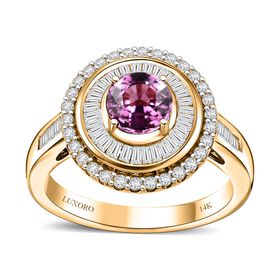 LUXORO zertifiziert und geprüft AAA rosa Saphir und Diamant Ring in 585 Gold - 1,65 ct.