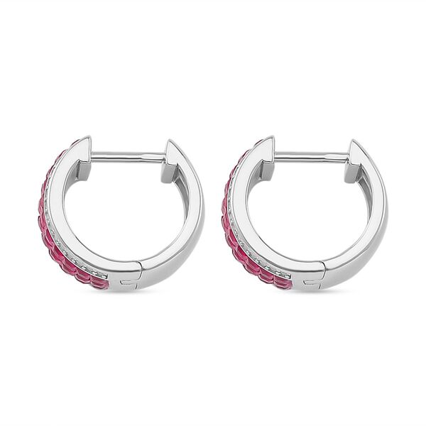 JCK Vegas Designer Schmuck Rubin-Farbener Zirkonia, Weißer Zirkonia Ohrringe 925 Silber rhodiniert image number 5