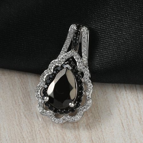 D'Joy Elite Shungit, Schwarzer Spinell Anhänger 925 Silber rhodiniert ca. 1.54 ct image number 1