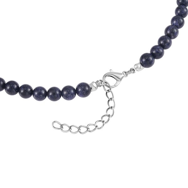 Blauer Sandstein Halskette ca. 45 cm Reines Messing ca. 127.50 ct image number 4