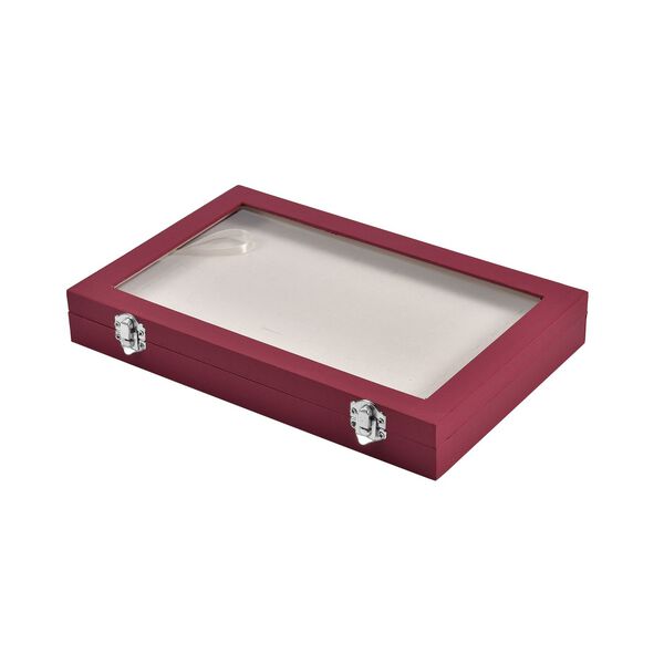 Moderne Ringschatulle mit Acryl-Fenster, 29x18.5x4cm, Weinrot image number 3