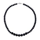 Thai Schwarzer Spinell Halskette, ca. 45 cm, 925 Silber rhodiniert, ca. 300.00 ct