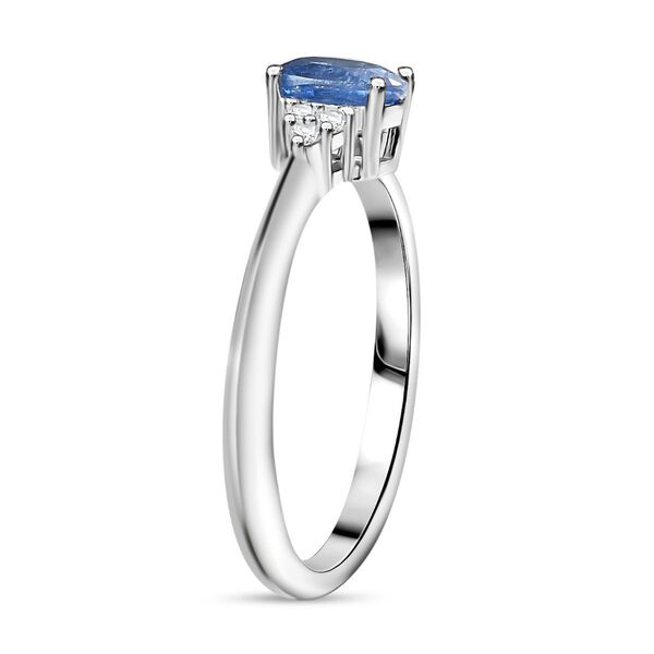 Natürlicher Kaschmir-Kyanit, Weißer Zirkon Ring 925 Silber platiniert (Größe 16.00) ca. 0,67 ct image number 5