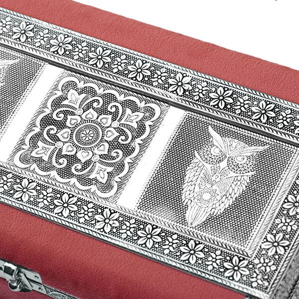 Handgefertigte, oxidierte Schmuckbox mit Eulen-Prägung, 24,2x15x7 cm image number 5