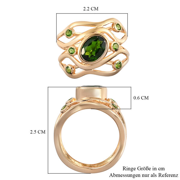Nat&uuml;rlicher Chromdiopsid Ring 925 Silber Gelbgold Vermeil  ca. 1,54 ct image number 7