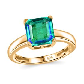 Pfau Triplett Quarz Ring, 925 Silber 750 Gelbgold Vermeil - 3,05 ct