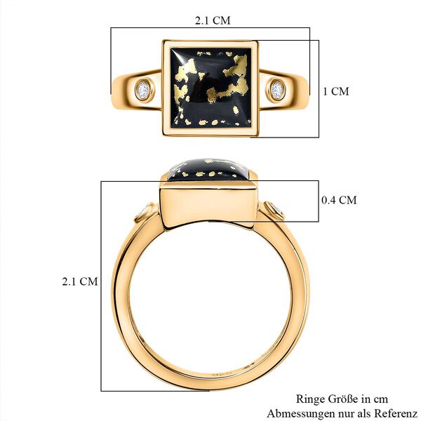 Tucson Exklusive- Goldenite, Wei&szlig;er Zirkon Ring 925 Silber 750 Gelbgold Vermeil (Gr&ouml;&szlig;e 18.00) ca. 2.62 ct image number 7