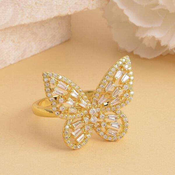 Wei&szlig;er Zirkonia-Ring, reines Messing (Gr&ouml;&szlig;e 16.00) ca. 1,56 ct image number 2