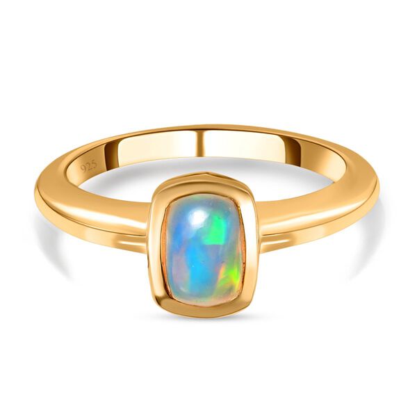 Nat&uuml;rlicher, &auml;thiopischer Welo Opal Ring, 925 Silber vergoldet, (Gr&ouml;&szlig;e 20.00), ca. 0.64 ct