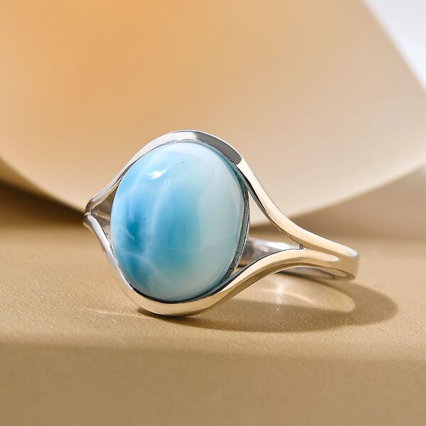 Larimar-Ring, 925 Silber platiniert  ca. 5,26 ct image number 2
