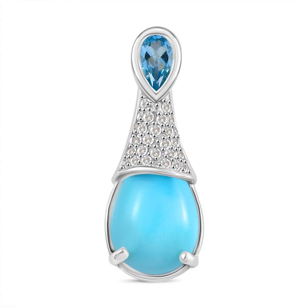 D'Joy Larimar, Himmelblauer Topas Anh&auml;nger 925 Silber rhodiniert ca. 2.78 ct