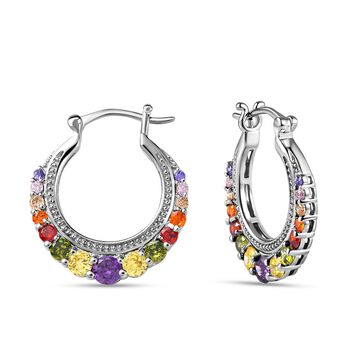 Mehrfarbig, Gelbe Zirkonia Ohrringe, Messing platiniert ca. 4.08 ct