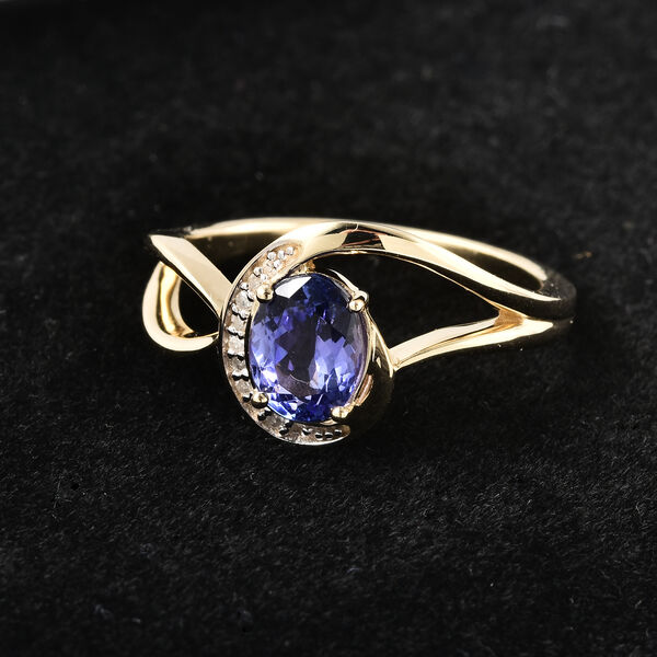 AA Tansanit Solitär Ring 375 Gelbgold image number 2