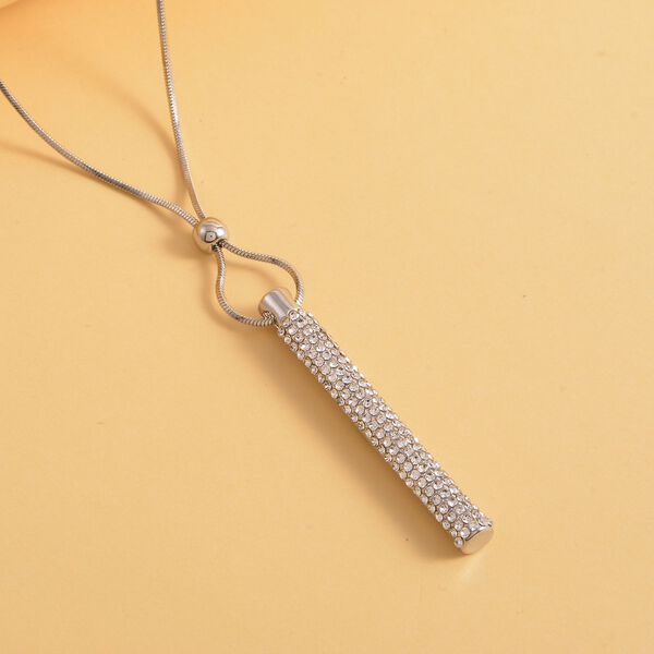 Wei&szlig;e Kristall-Halskette in Silberton, 70 cm - 5 ct. image number 2