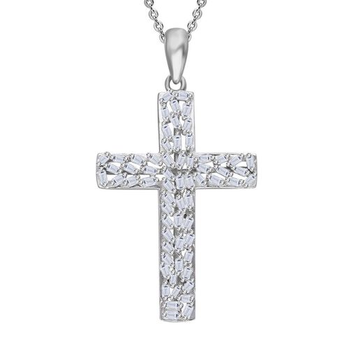 LUXURIANT SI-GH Labor Diamant Kreuz Anhänger mit 50cm Kette, 925 Silber rhodiniert - 0,33 ct. image number 0