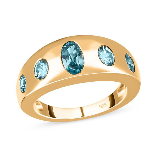 Kambodschanischer blauer Zirkon-Ring, 925 Silber vergoldet  ca. 1,58 ct image number 4