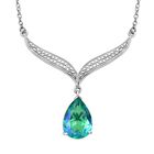 Pfau Quarz Triplette Halskette ca. 45 cm 925 Silber rhodiniert ca. 5.84 ct