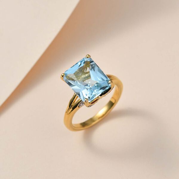 Himmelblauer Topas und weißer Zirkon Ring, ca. 6,12 ct. image number 2
