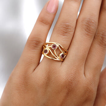 Rosa Turmalin-Ring, 925 Silber Gelbgold Vermeil  ca. 0,54 ct