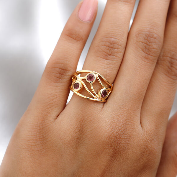 Rosa Turmalin-Ring, 925 Silber Gelbgold Vermeil  ca. 0,54 ct image number 3