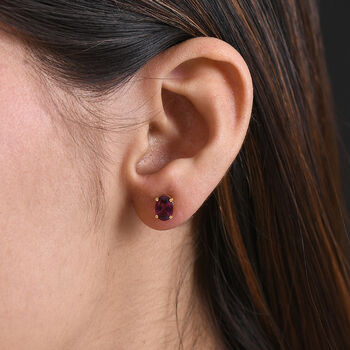 D'Joy AA Nat&uuml;rlicher Rhodolith Granat Ohrringe 925 Silber vergoldet ca. 1.85 ct