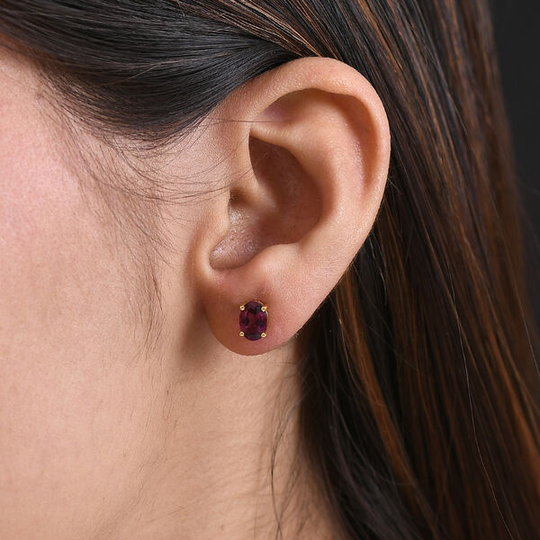 D'Joy AA Nat&uuml;rlicher Rhodolith Granat Ohrringe 925 Silber vergoldet ca. 1.85 ct image number 2