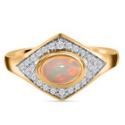 Natürlicher Äthiopischer Opal und Zirkon Ring 925 Silber vergoldet  ca. 0,94 ct image number 0