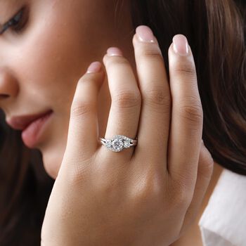 Moissanit Ring, 925 Silber platiniert (Gr&ouml;&szlig;e 20.00) ca. 1.38 ct