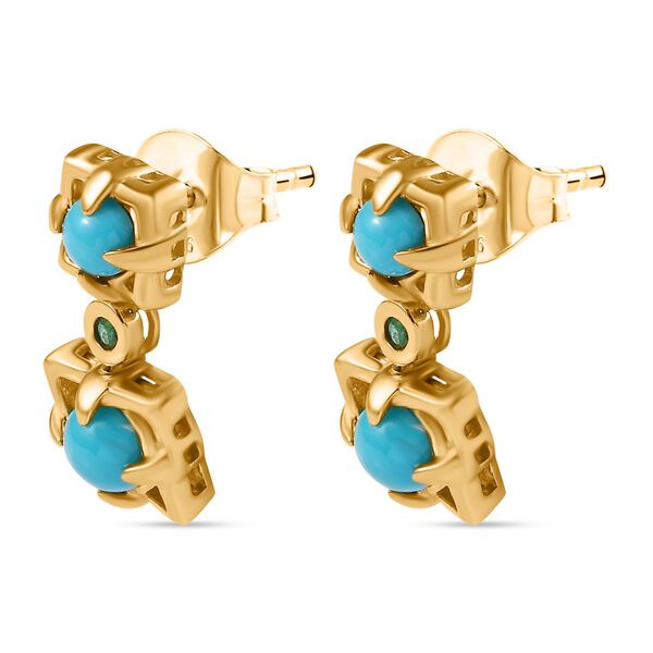 AA Sleeping Beauty Türkis Ohrringe 925 Silber 750 Gelbgold Vermeil ca. 1,71 ct. image number 4