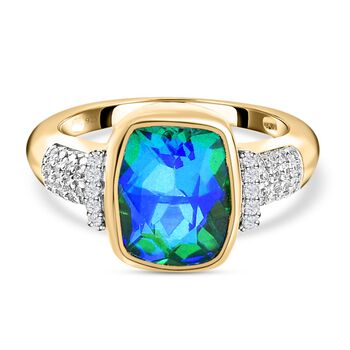 Pfau Triplett Quarz und wei&szlig;er Zirkon-Ring - 5,07 ct.