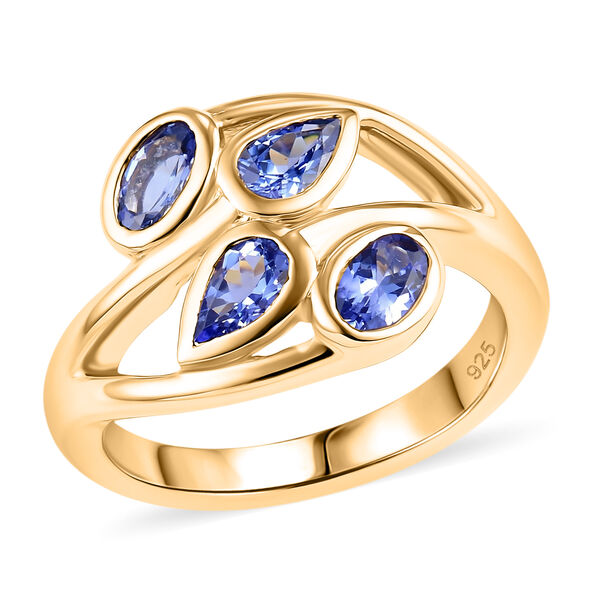 Tansanit Bypass Ring 925 Silber vergoldet  ca. 0,81 ct image number 4