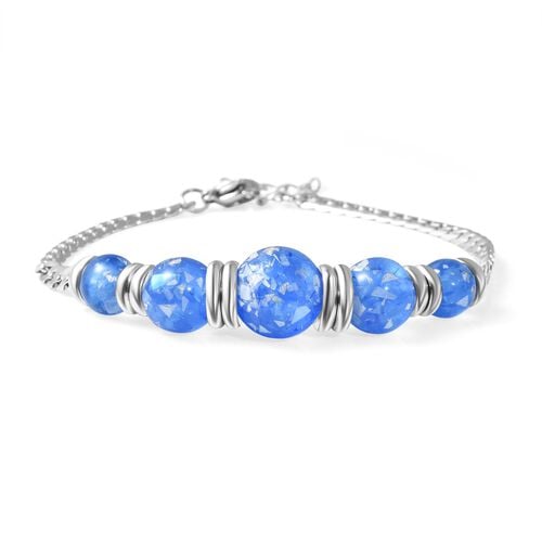 Blaues Künstlicher-Opal-Armband, ca. 18.5 cm Reiner Edelstahl image number 0