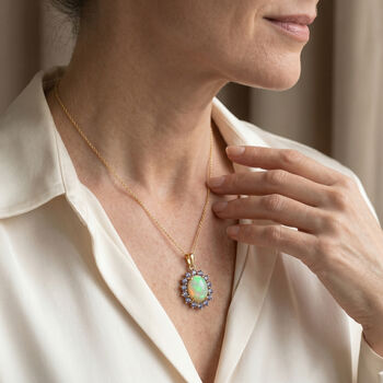 Nat&uuml;rlicher, &auml;thiopischer Welo Opal und Tansanit-Anh&auml;nger - 1,76 ct.