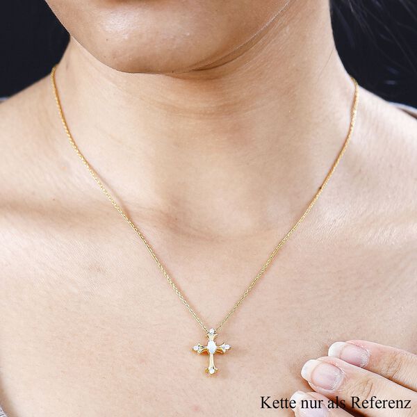 AA Nat&uuml;rlicher, &auml;thiopischer Welo Opal und Moissanit-Kreuz-Anh&auml;nger - 0,24 ct. image number 4