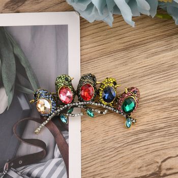 Mehrfarbiger Kristall Brosche Antikes Gold