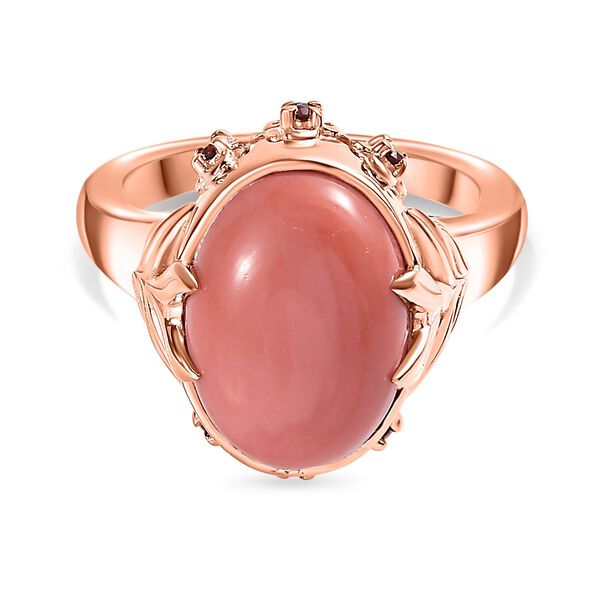 AAA Oregon Pfirsich Opal und Mosambik Granat Ring - 4,07 ct.