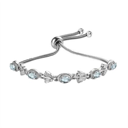 Himmelblauer Topas Armband ca. 26.75 cm Edelstahl ca. 2.55 ct